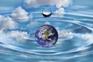 Illustration représentant le cycle de l'eau global sur Terre, IPCC GIEC