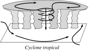 Dessin explicatif d'un cyclone tropical