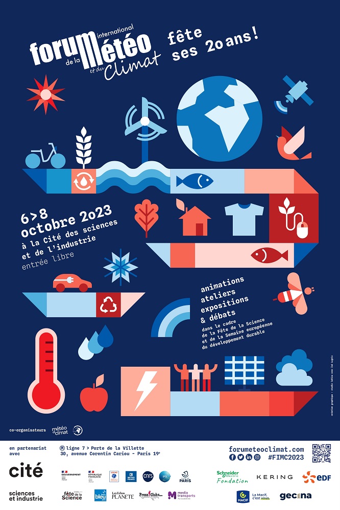 Affiche de la 20e édition du Forum International de la Météo et du Climat (FIMC 2023). D. R.