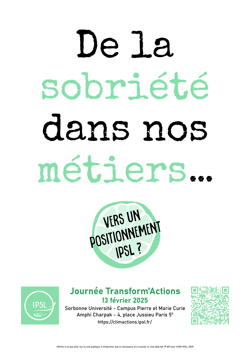 De la sobriété dans nos métiers. Vers un positionnement IPSL ? @ Marie Pinhas pour ICOM-IPSL, 2025