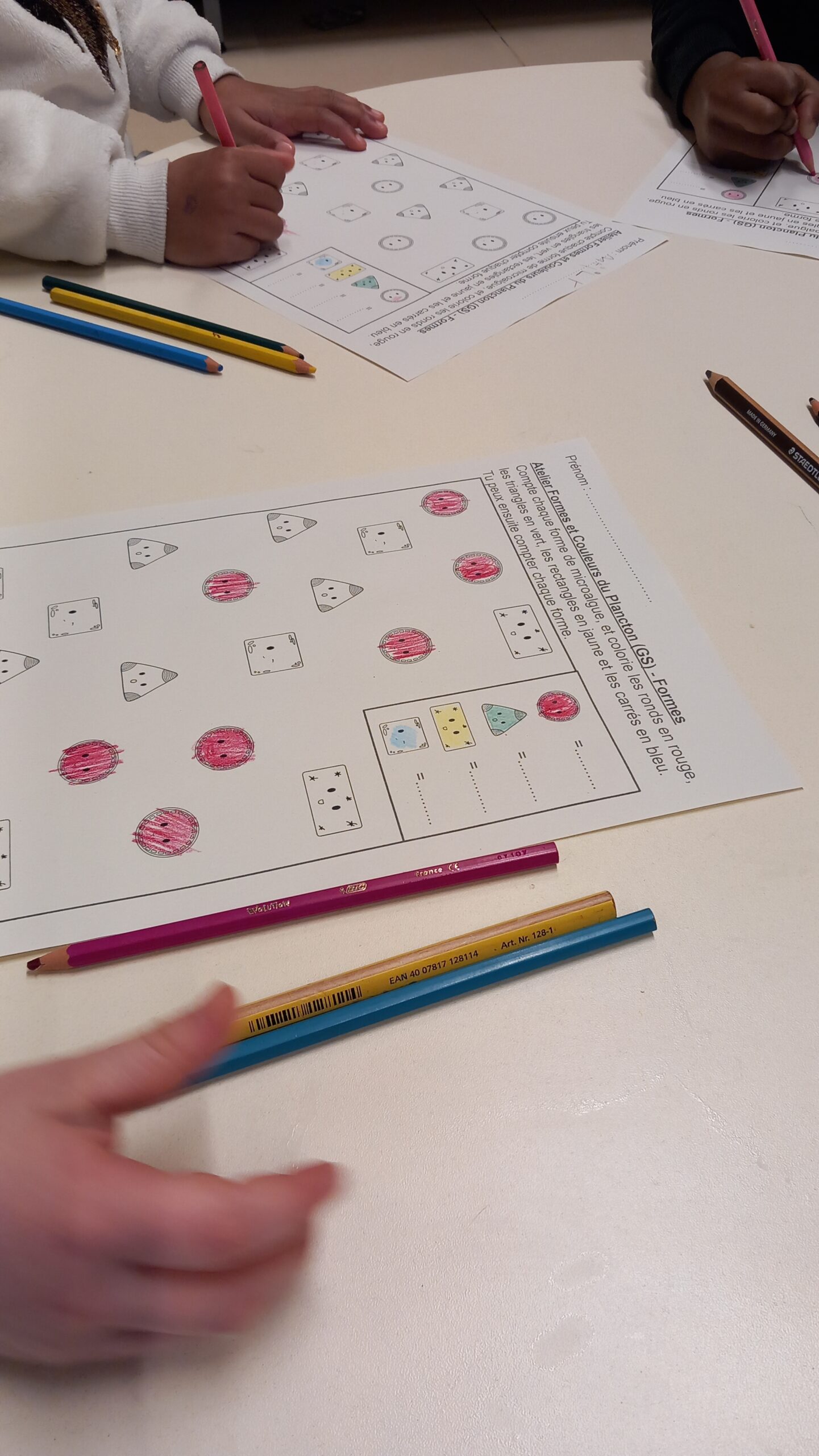 Atelier « Formes et couleurs du plancton » pour les maternelles. D. R.