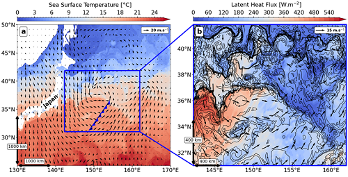 Image d'une tempête se développant au-dessus de l'extension du Kuroshio, un grand courant océanique comparable au Gulf Stream. ©Félix Vivant