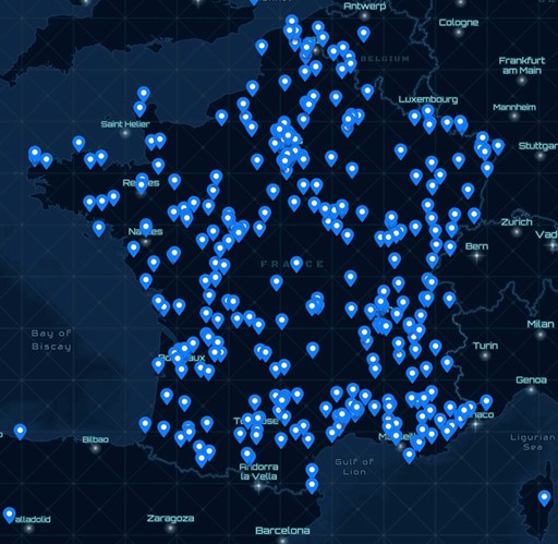 Carte de la France avec les sites inscrits pour l’événement 2026 (au 04/06/2026). D. R.